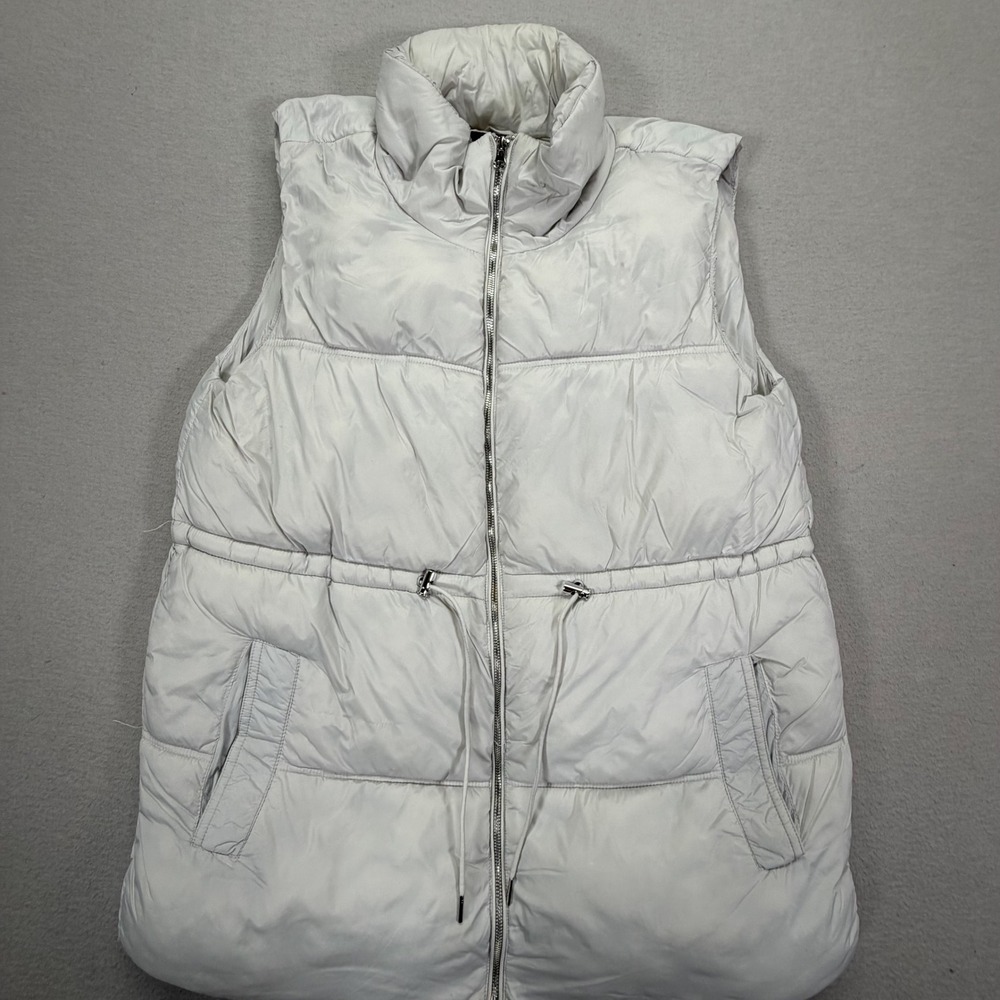 Mark‎ Edwards Studio Puffer Vest Womens XL White Quilted Drawstring Waist